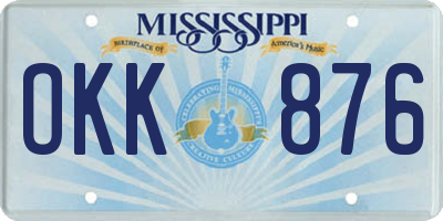 MS license plate OKK876