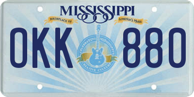 MS license plate OKK880