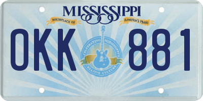 MS license plate OKK881