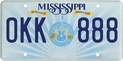 MS license plate OKK888