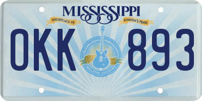 MS license plate OKK893