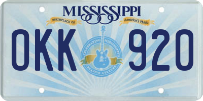 MS license plate OKK920