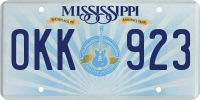 MS license plate OKK923