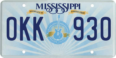 MS license plate OKK930