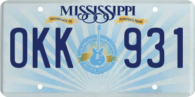 MS license plate OKK931