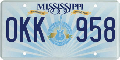 MS license plate OKK958