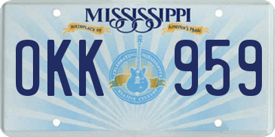 MS license plate OKK959