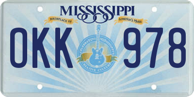 MS license plate OKK978