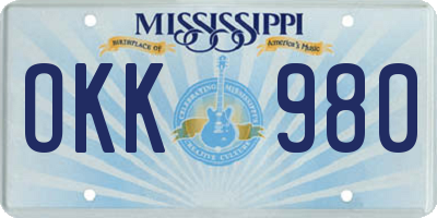 MS license plate OKK980