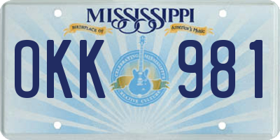 MS license plate OKK981