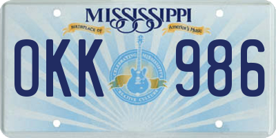 MS license plate OKK986