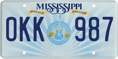 MS license plate OKK987
