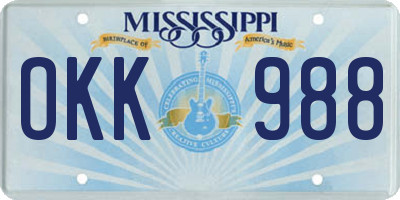 MS license plate OKK988