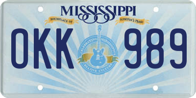 MS license plate OKK989