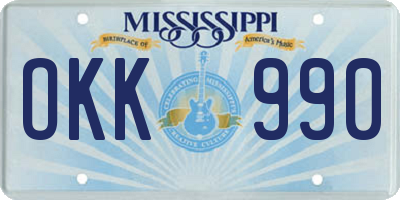 MS license plate OKK990