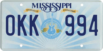 MS license plate OKK994