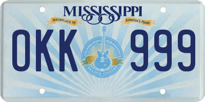 MS license plate OKK999
