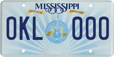 MS license plate OKL000