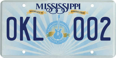 MS license plate OKL002