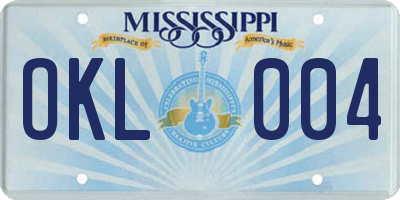 MS license plate OKL004