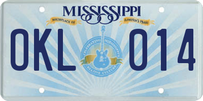 MS license plate OKL014