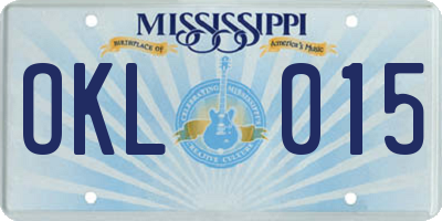 MS license plate OKL015