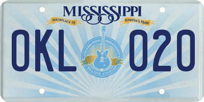 MS license plate OKL020