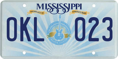 MS license plate OKL023