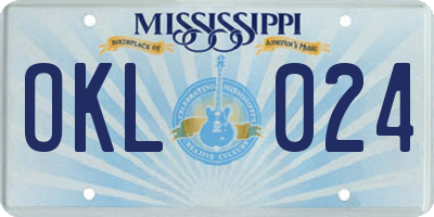 MS license plate OKL024