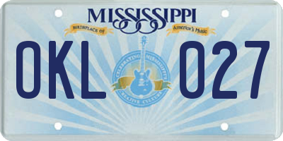 MS license plate OKL027