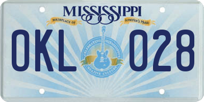 MS license plate OKL028