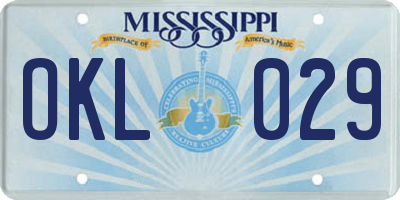 MS license plate OKL029
