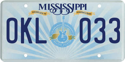MS license plate OKL033