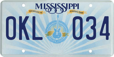 MS license plate OKL034