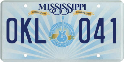 MS license plate OKL041