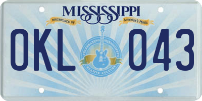 MS license plate OKL043