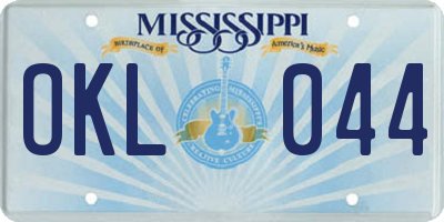 MS license plate OKL044