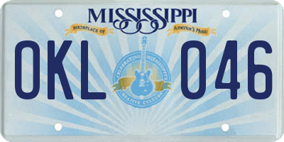 MS license plate OKL046