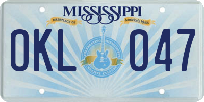 MS license plate OKL047