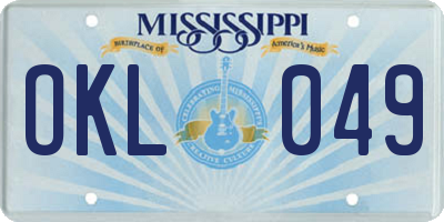 MS license plate OKL049