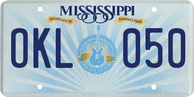 MS license plate OKL050