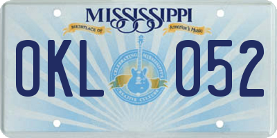 MS license plate OKL052