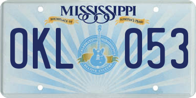 MS license plate OKL053