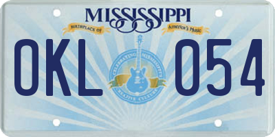 MS license plate OKL054