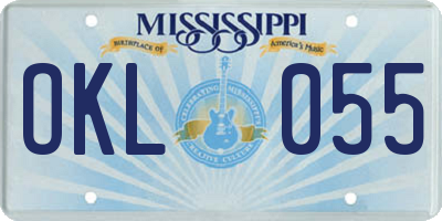 MS license plate OKL055