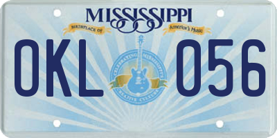 MS license plate OKL056
