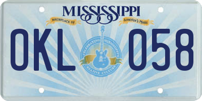 MS license plate OKL058