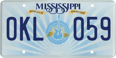 MS license plate OKL059