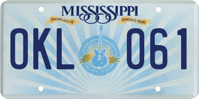 MS license plate OKL061