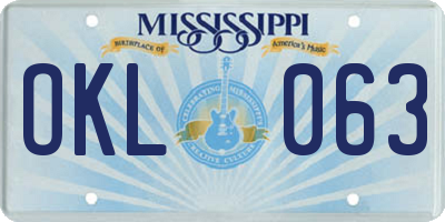 MS license plate OKL063